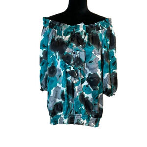 Cato Floral Layered Ruffle Sleeve Blouse size XL